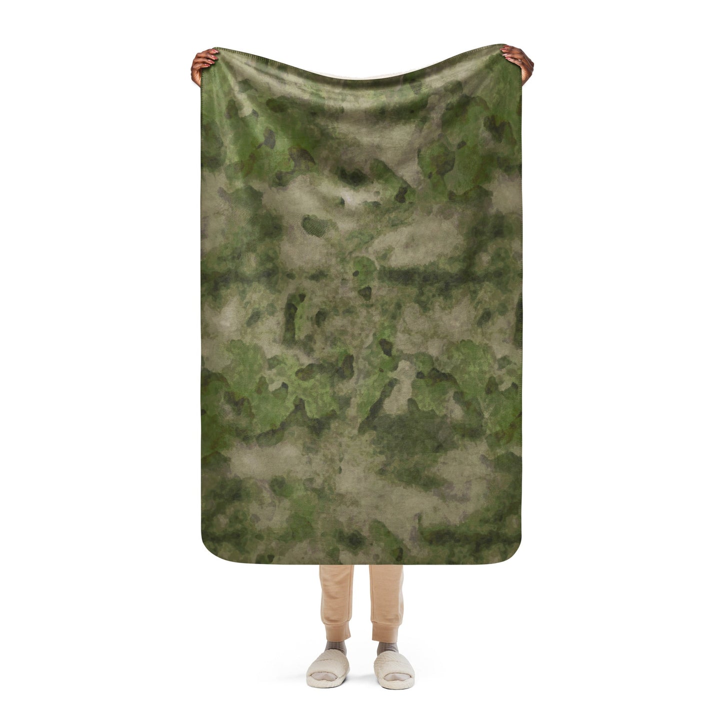 Russian Ataka FG (Green Moss) CAMO Sherpa Blanket - 37″×57″