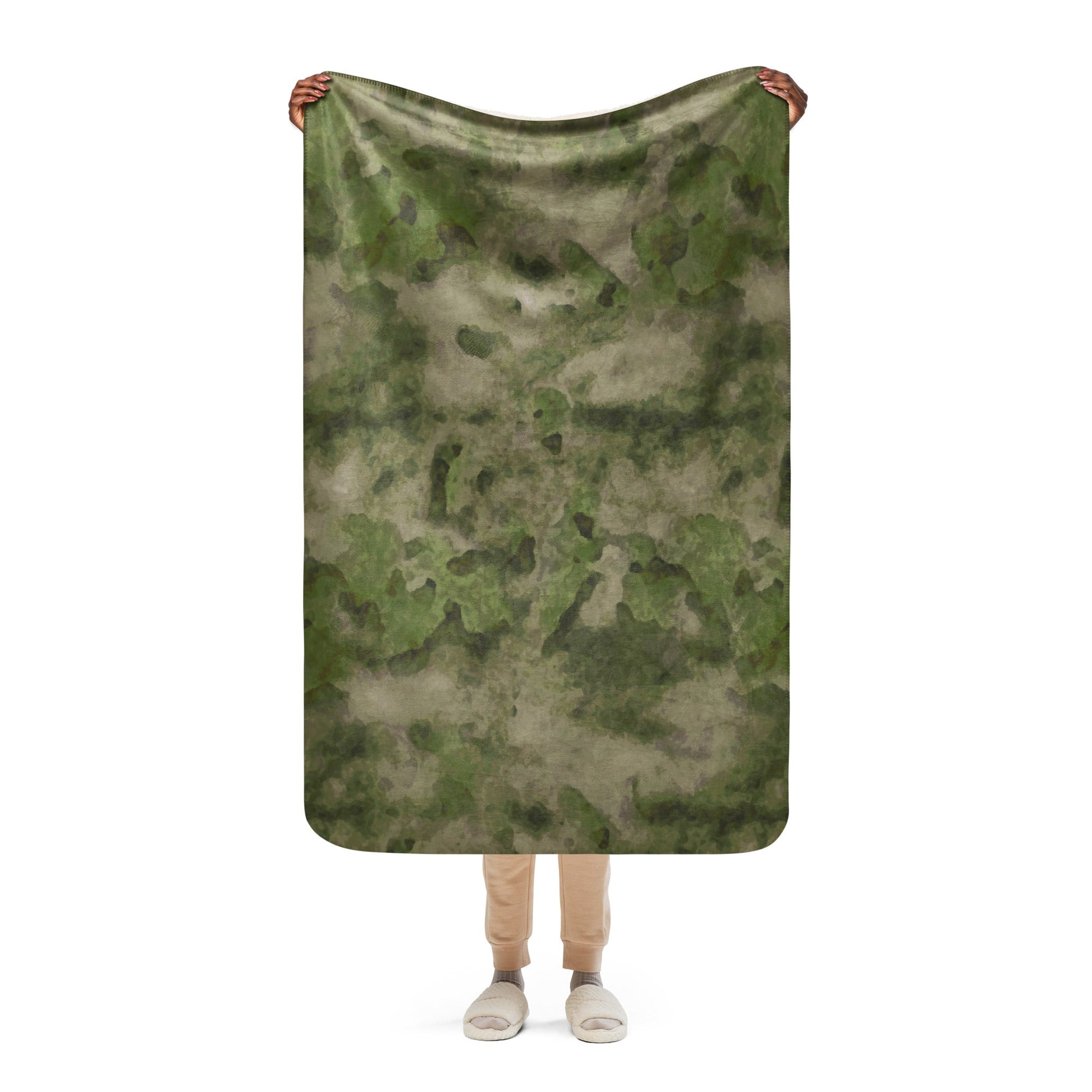 Russian Ataka FG (Green Moss) CAMO Sherpa Blanket - 37″×57″