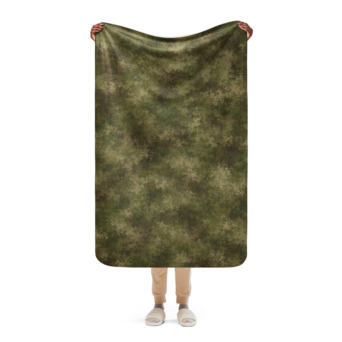 Russian Ataka FG (Green Moss) CAMO Sherpa Blanket - 37″×57″