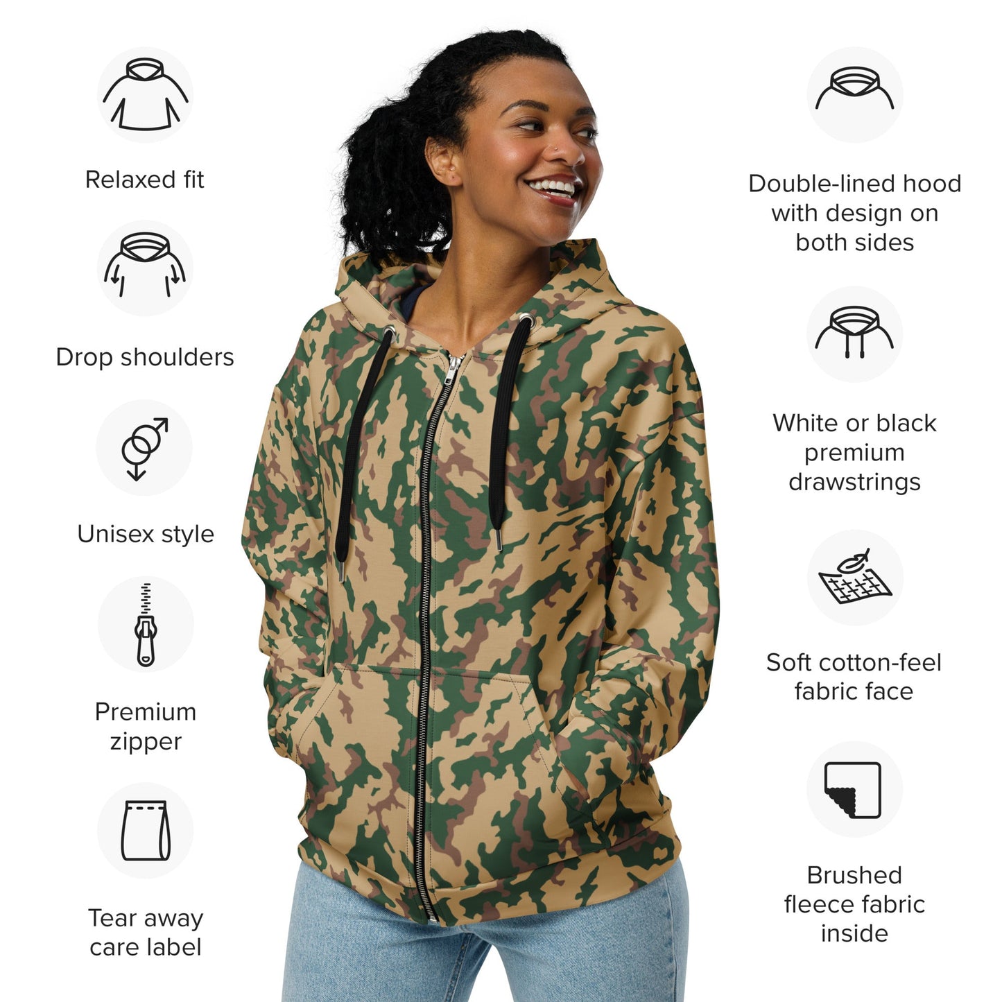 Russian Barvikha Desert CAMO Unisex zip hoodie - Zip Hoodies