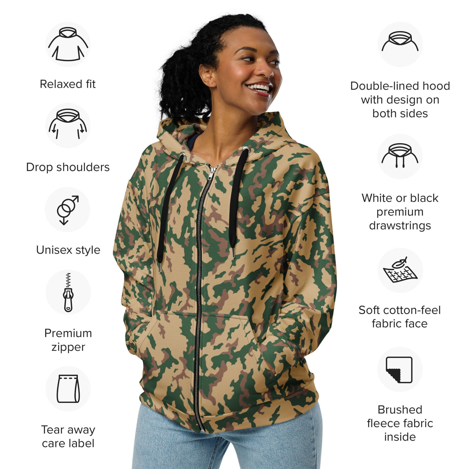 Russian Barvikha Desert CAMO Unisex zip hoodie - Zip Hoodies