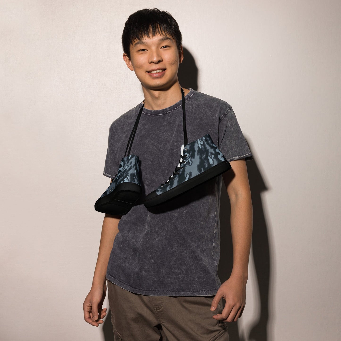 Russian Barvikha Night CAMO Mens high top canvas shoes - High Top Canvas Shoes