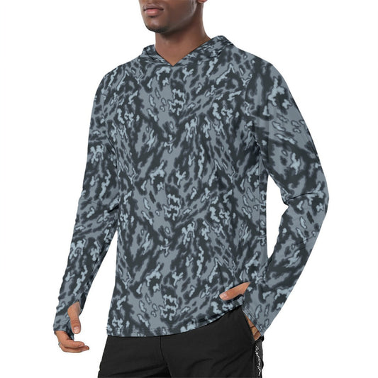 Russian Barvikha Night CAMO Mens Sunscreen Sports Hoodie With Thumb Holes