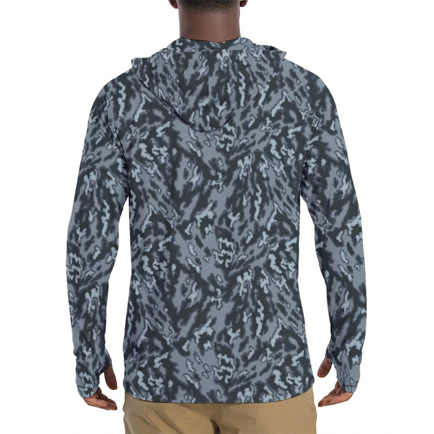 Russian Barvikha Night CAMO Mens Sunscreen Sports Hoodie With Thumb Holes - S / White