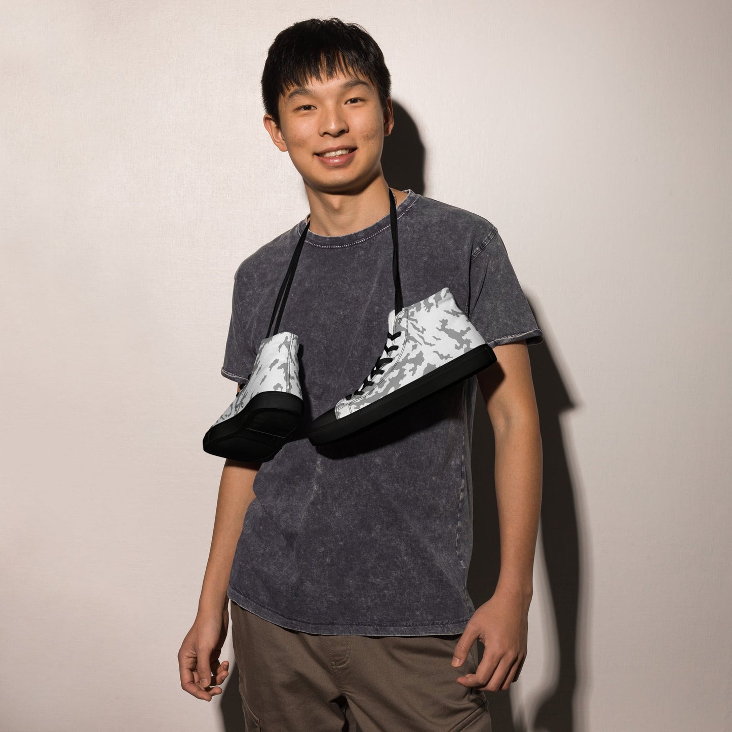 Russian Barvikha Red Dawn Snow Movie CAMO Mens high top canvas shoes - High Top Canvas Shoes