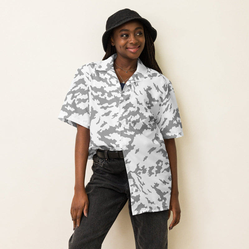 Barvikha Snow Russian CAMO Unisex Short-Sleeve Button Shirt - Button-Up