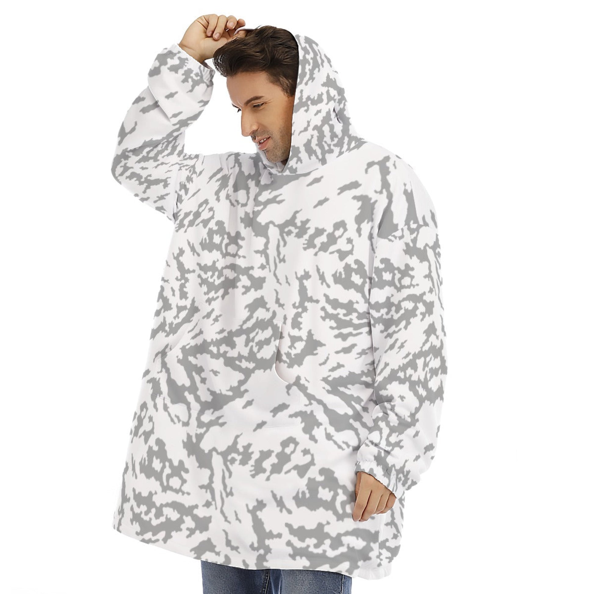 Russian Barvikha Red Dawn Snow Movie CAMO Unisex Sherpa Fleece Hoodie Blanket - 4XL / White - Blankets