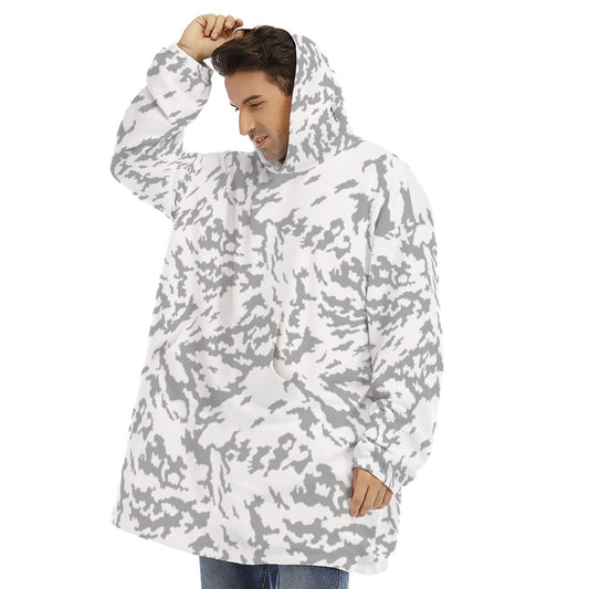 Russian Barvikha Red Dawn Snow Movie CAMO Unisex Sherpa Fleece Hoodie Blanket - 4XL / White - Blankets