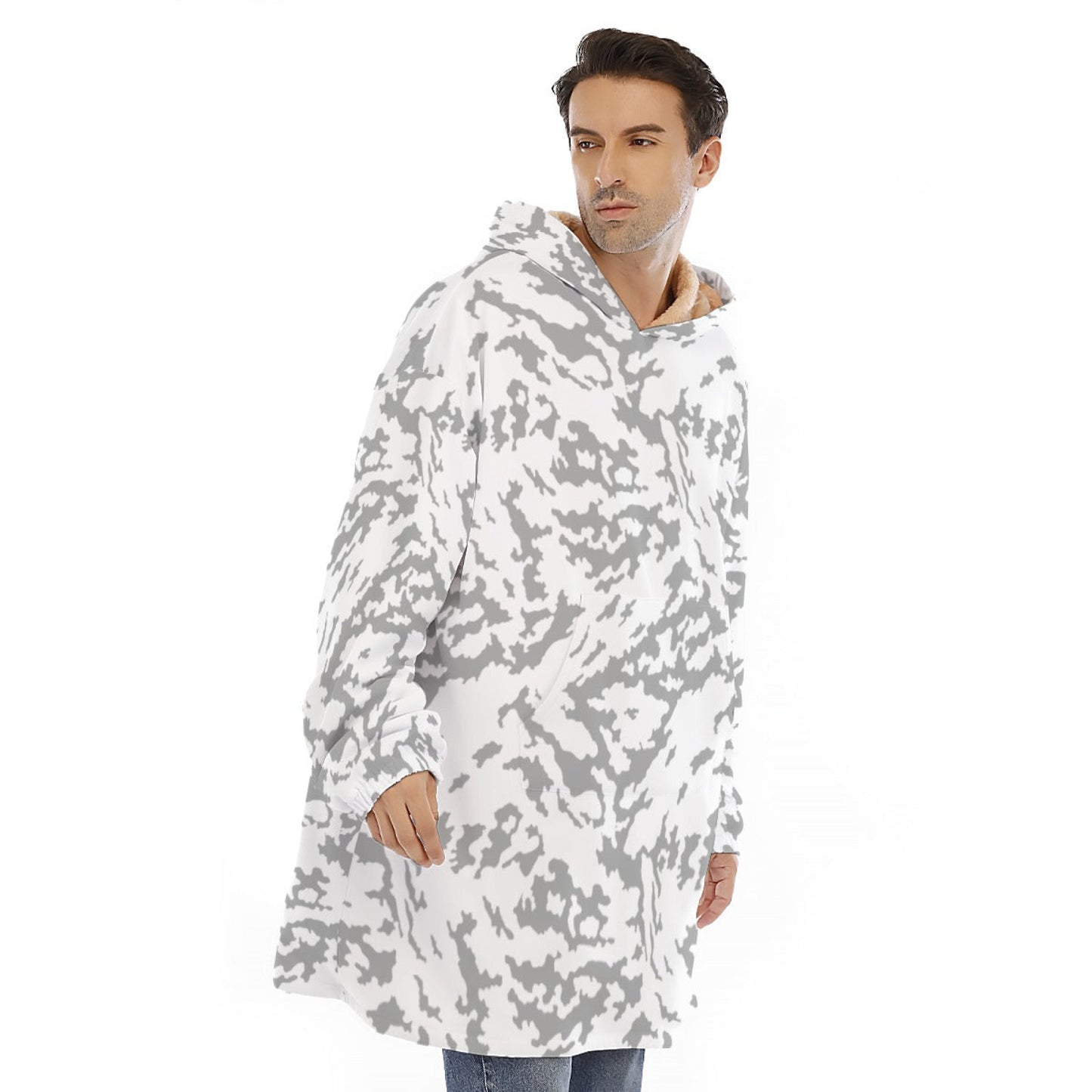 Russian Barvikha Red Dawn Snow Movie CAMO Unisex Sherpa Fleece Hoodie Blanket - 4XL / White - Blankets