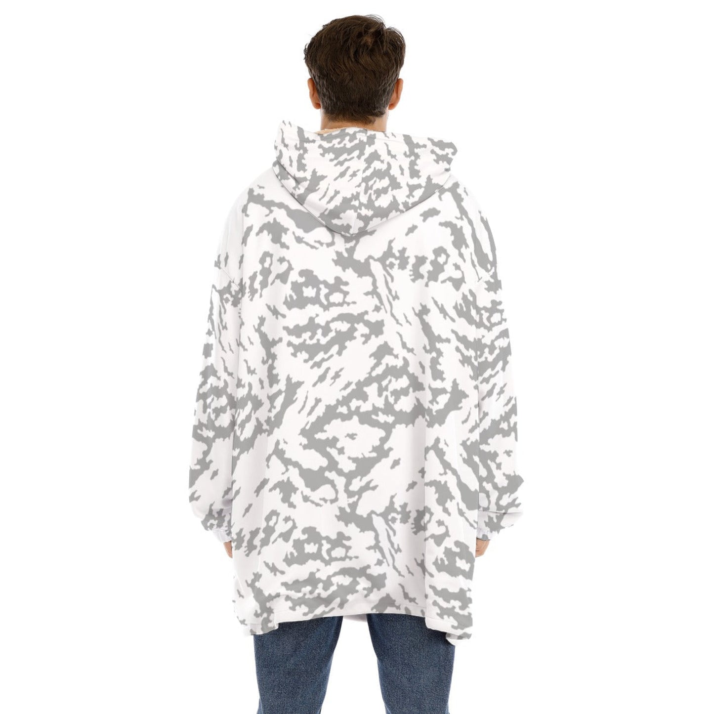 Russian Barvikha Red Dawn Snow Movie CAMO Unisex Sherpa Fleece Hoodie Blanket - 4XL / White - Blankets