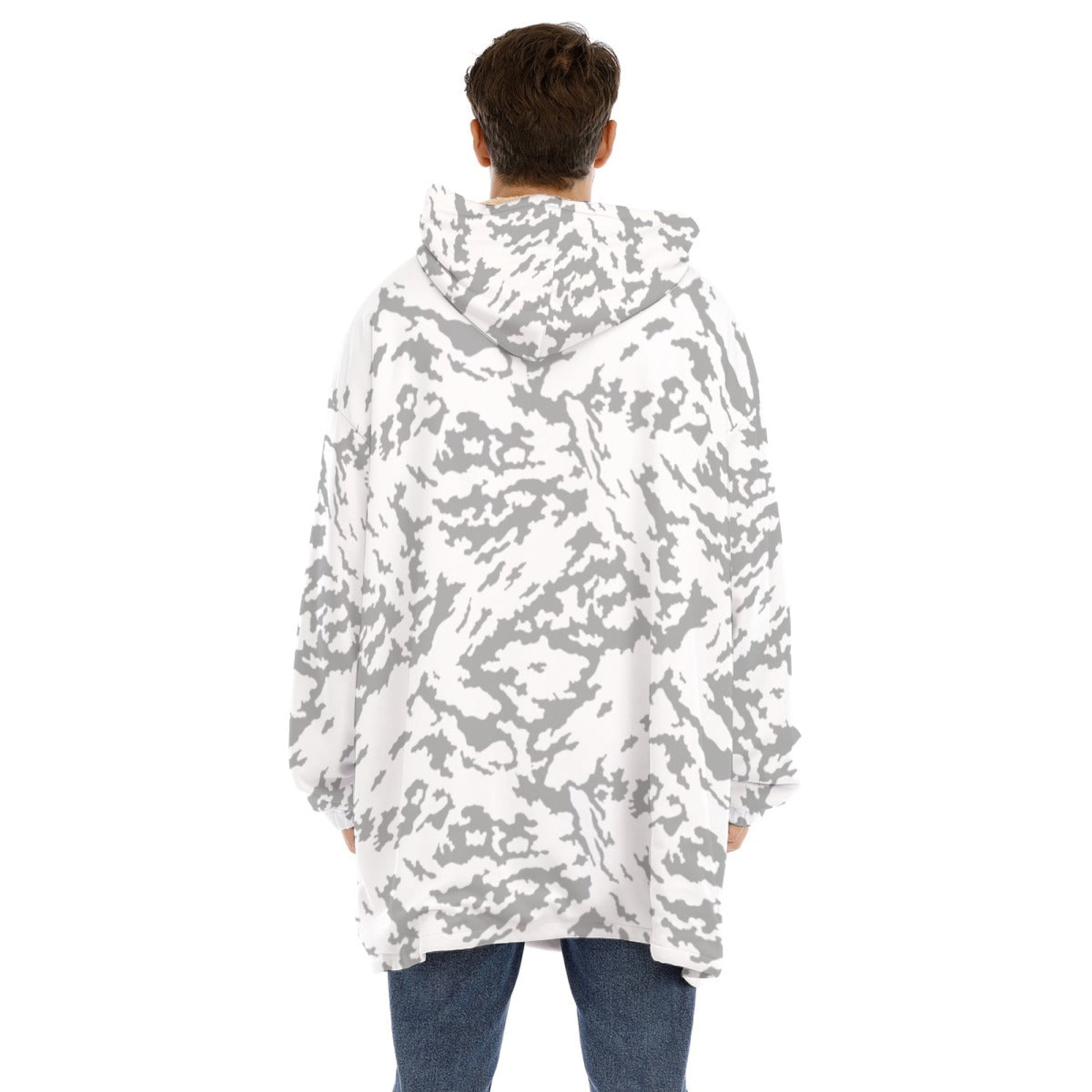 Russian Barvikha Red Dawn Snow Movie CAMO Unisex Sherpa Fleece Hoodie Blanket - 4XL / White - Blankets