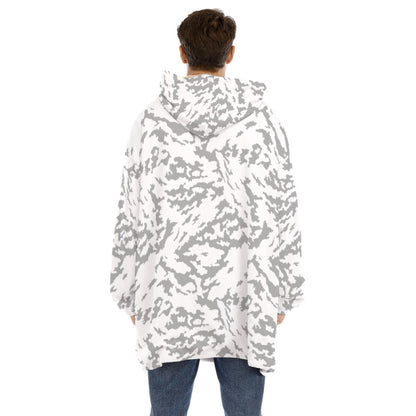 Russian Barvikha Red Dawn Snow Movie CAMO Unisex Sherpa Fleece Hoodie Blanket - 4XL / White - Blankets