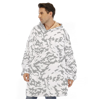 Russian Barvikha Red Dawn Snow Movie CAMO Unisex Sherpa Fleece Hoodie Blanket - 4XL / White - Blankets