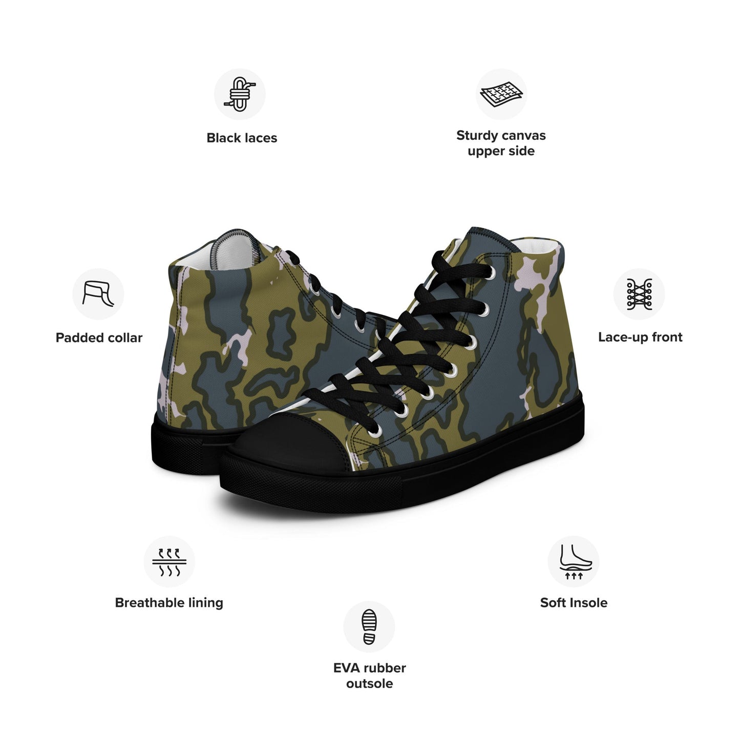 Russian Barvikha Tundra CAMO Mens high top canvas shoes - High Top Canvas Shoes