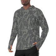 Russian Barvikha VSR-93 Green CAMO Mens Sunscreen Sports Hoodie With Thumb Holes - S / White