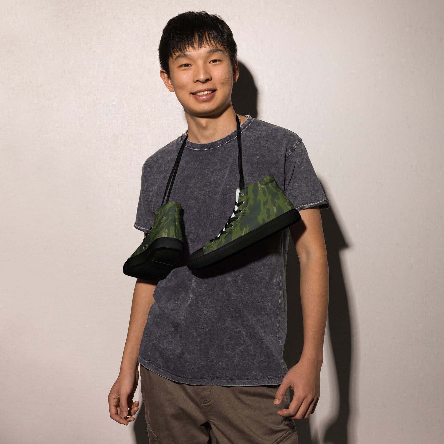 Russian Barvikha Woodland CAMO Mens high top canvas shoes - High Top Canvas Shoes