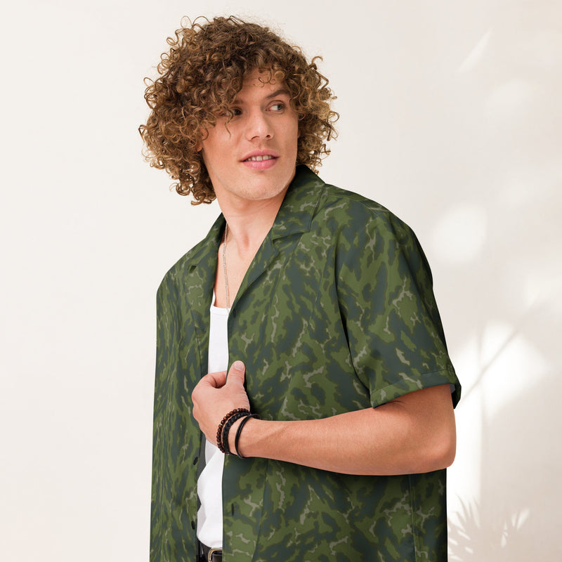 Barvikha Woodland Russian CAMO Unisex Short-Sleeve Button Shirt - Button-Up