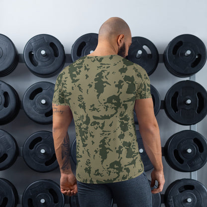 Russian Bicolor Woodland CAMO Mens Athletic T-shirt - T-Shirts