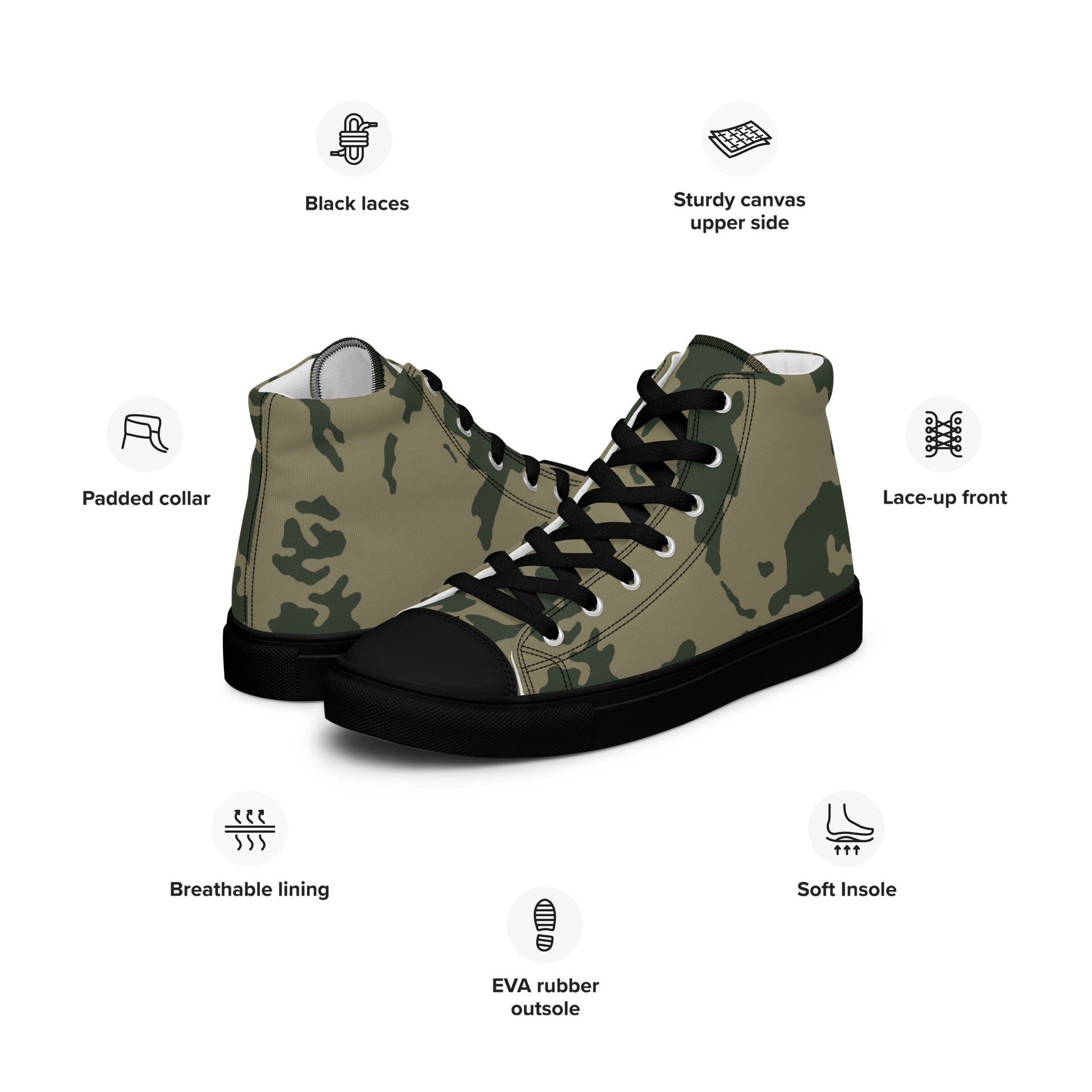 Russian Bicolor Woodland CAMO Mens high top canvas shoes - High Top Canvas Shoes