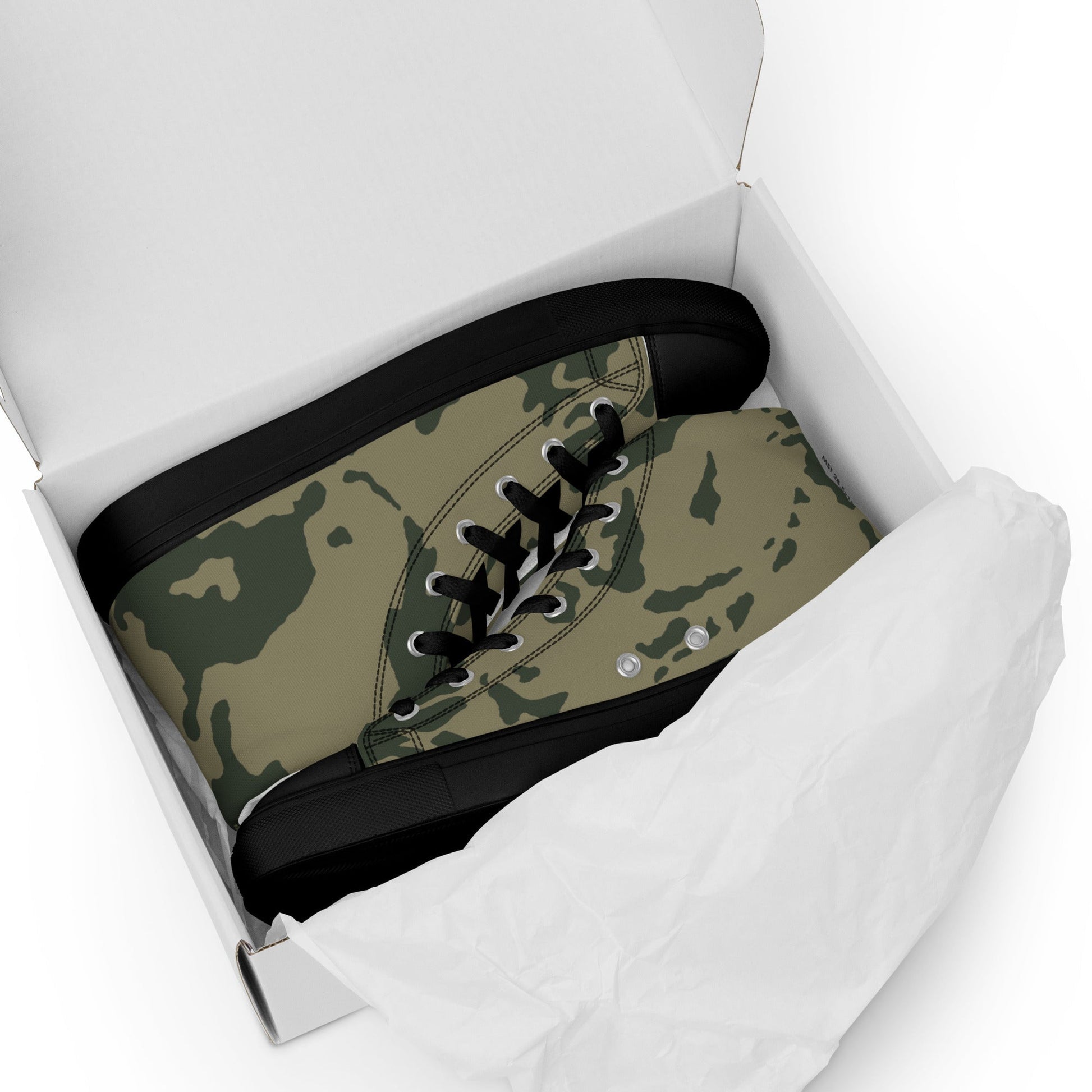 Russian Bicolor Woodland CAMO Mens high top canvas shoes - High Top Canvas Shoes