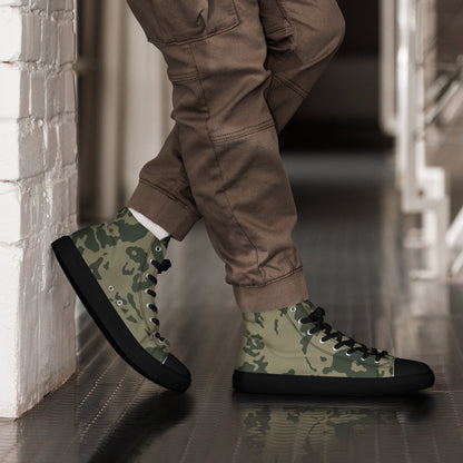 Russian Bicolor Woodland CAMO Mens high top canvas shoes - Black / 5 - High Top Canvas Shoes
