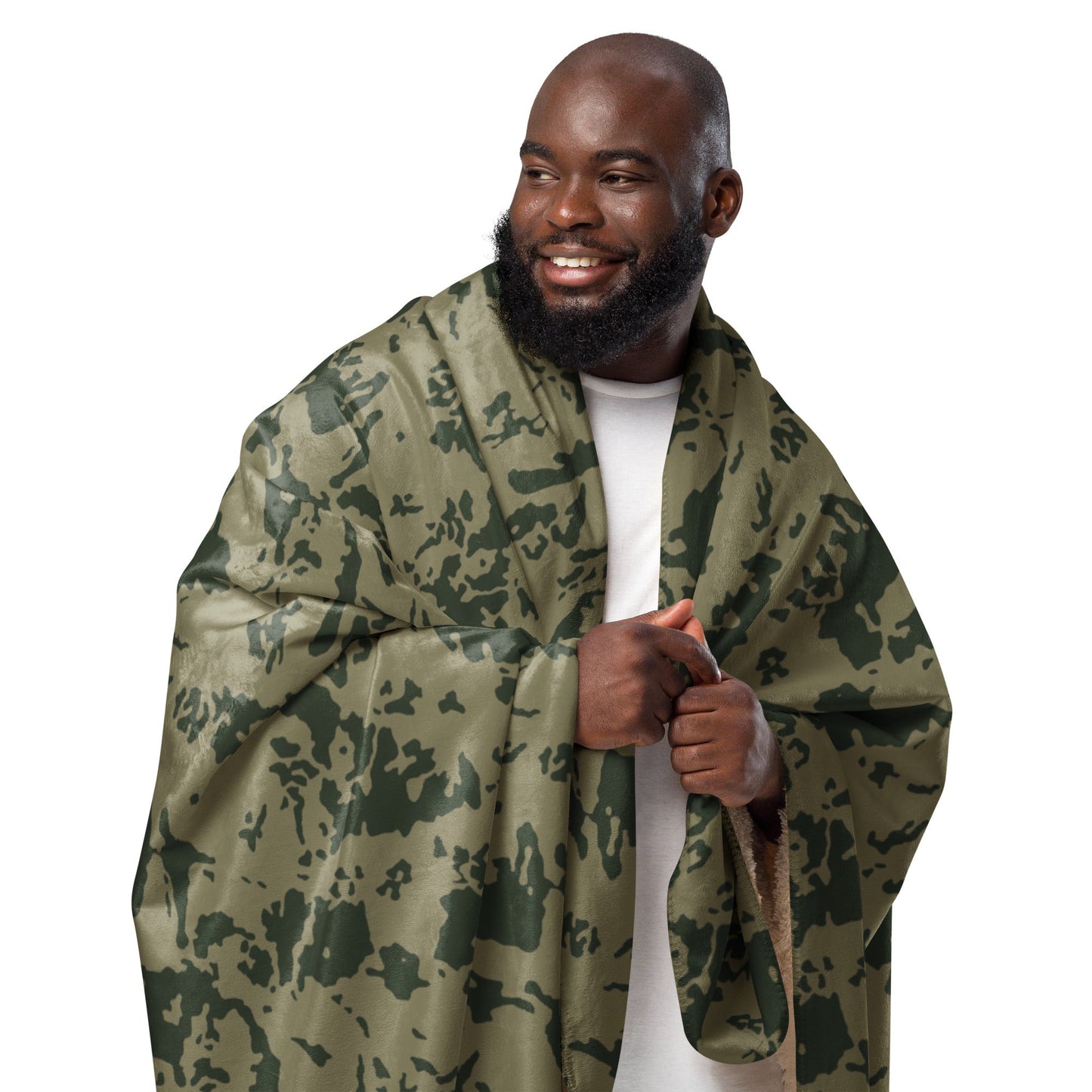 Russian Bicolor Woodland CAMO Sherpa blanket - Blanket