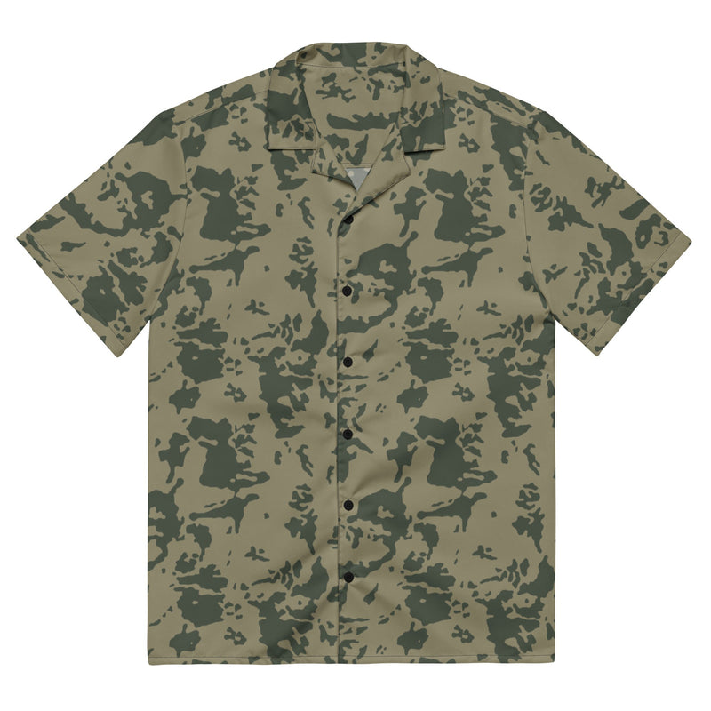 Bicolor Woodland Russian CAMO Unisex Short-Sleeve Button Shirt - 2XS - Button-Up