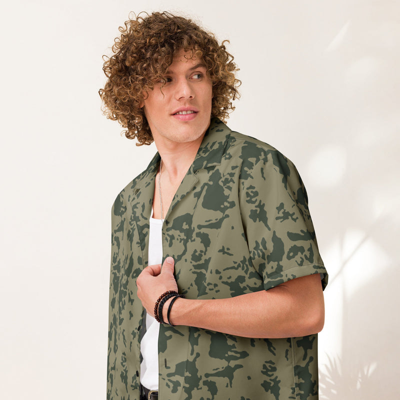 Bicolor Woodland Russian CAMO Unisex Short-Sleeve Button Shirt - Button-Up