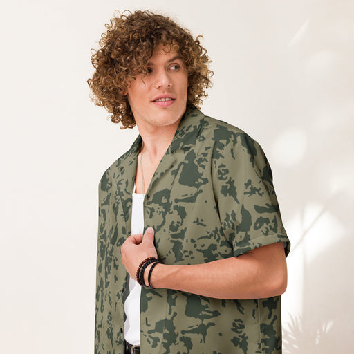 Bicolor Woodland Russian CAMO Unisex Short-Sleeve Button Shirt - Button-Up