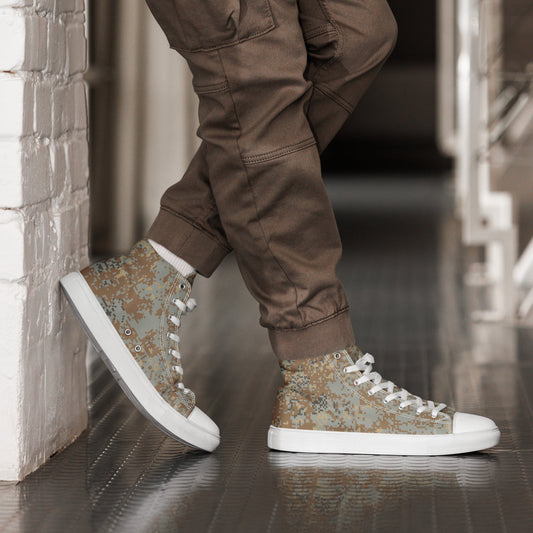 Russian Digital EMR Desert CAMO Mens high top canvas shoes - White / 5 - High Top Canvas Shoes