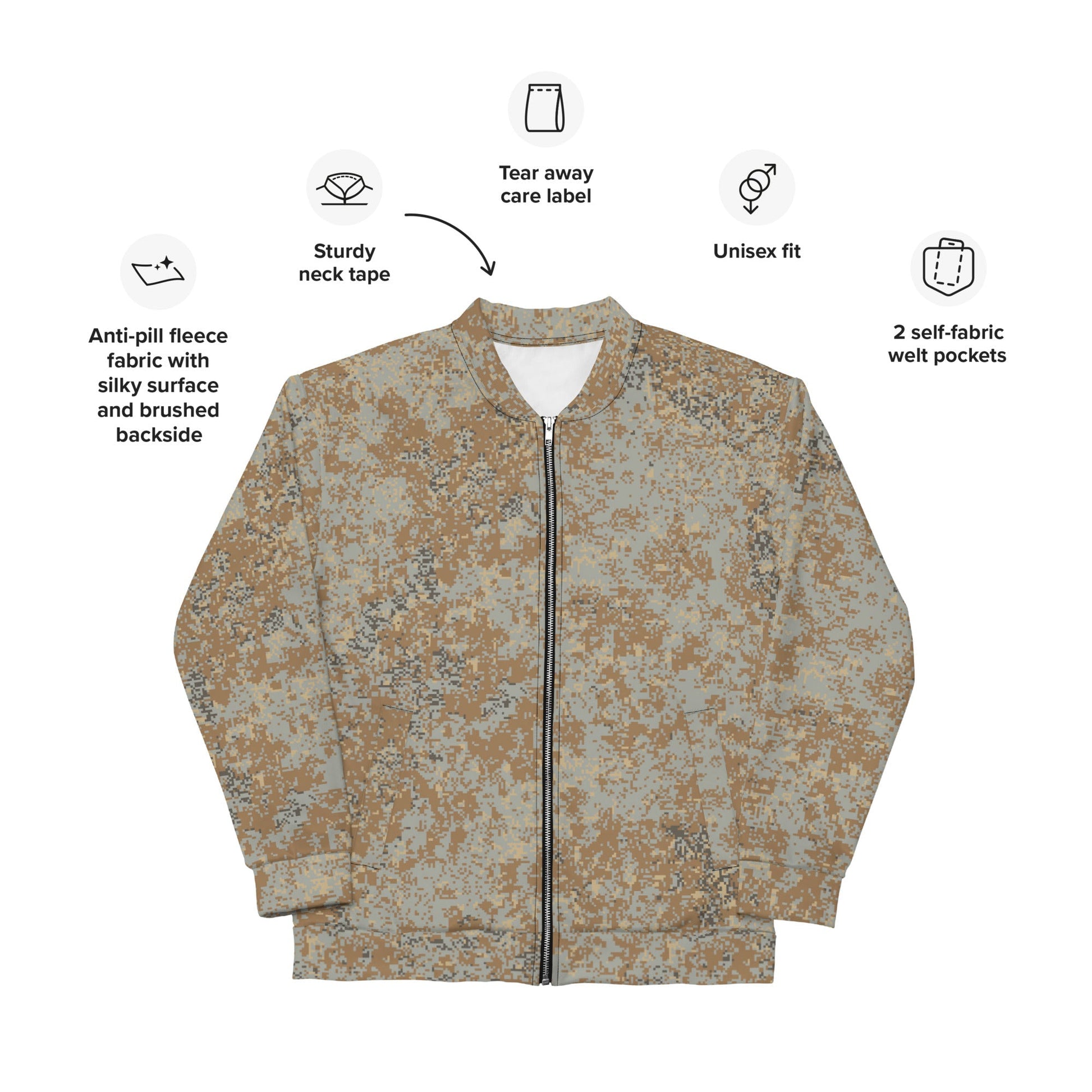 Russian Digital EMR Desert CAMO Unisex Bomber Jacket - Jackets