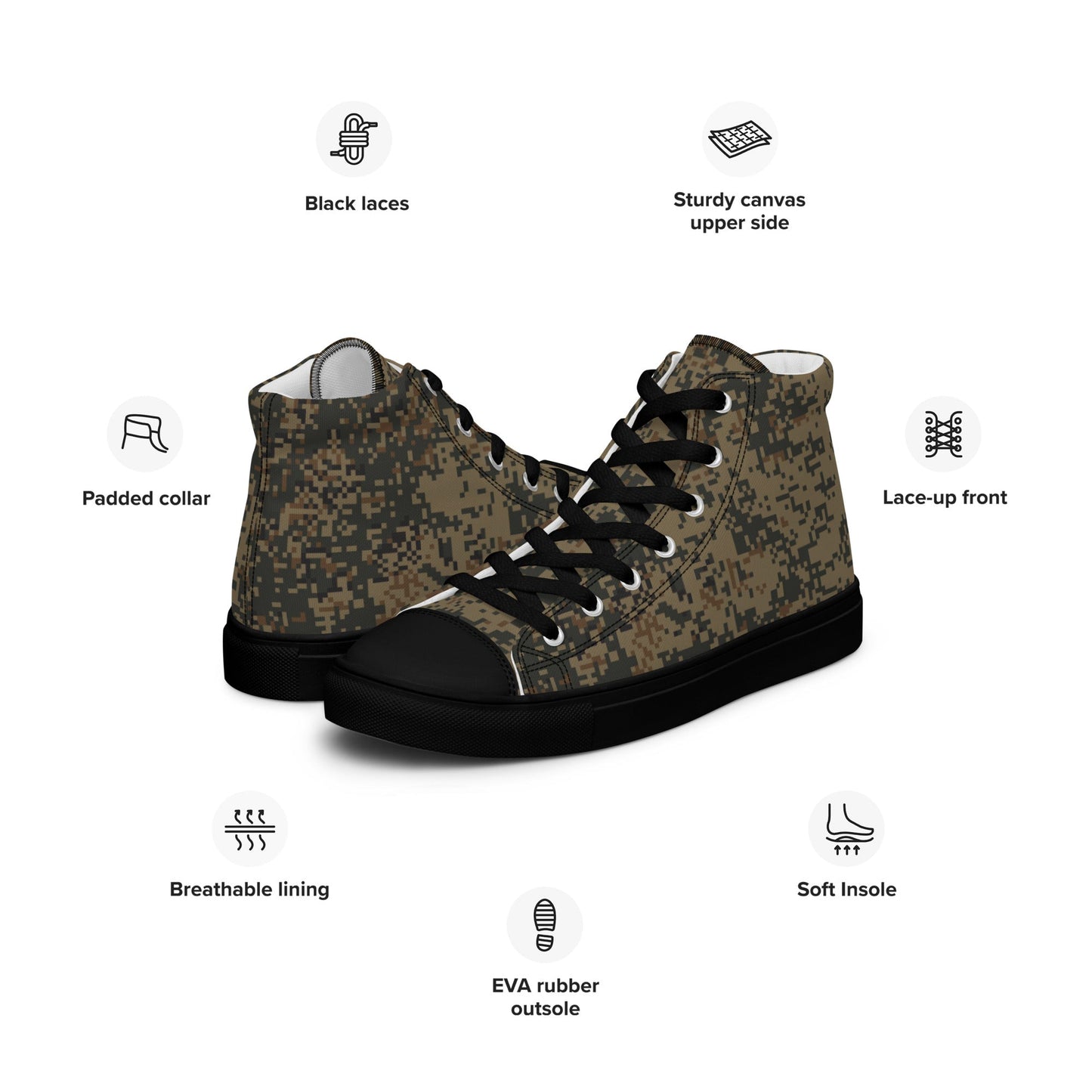 Russian Digital EMR Mountain CAMO Mens High-Top Canvas Shoes