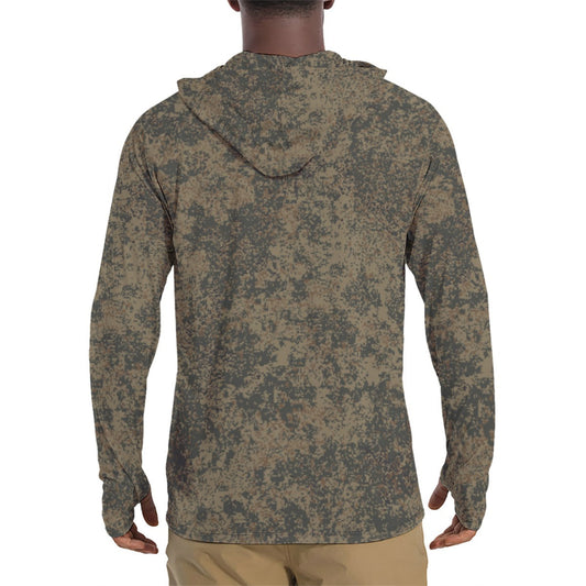 Russian Digital EMR Mountain CAMO Mens Sunscreen Sports Hoodie With Thumb Holes