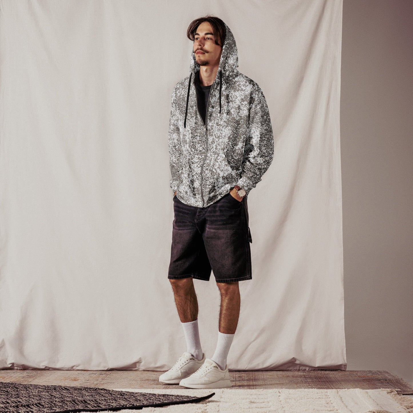 Russian Digital EMR Snow CAMO Unisex zip hoodie - Zip Hoodies