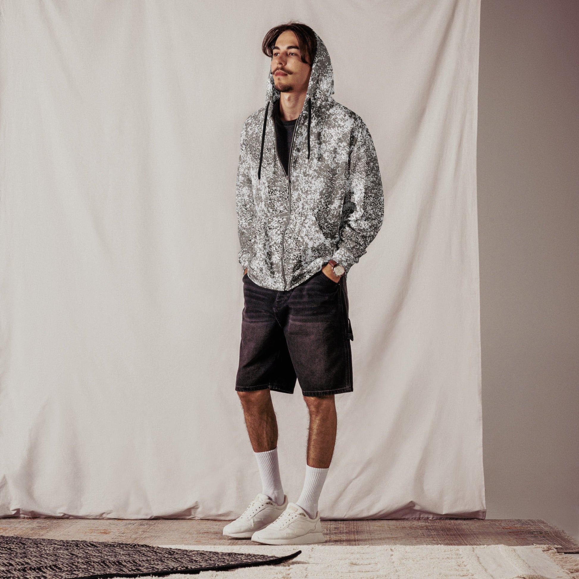 Russian Digital EMR Snow CAMO Unisex zip hoodie - Zip Hoodies