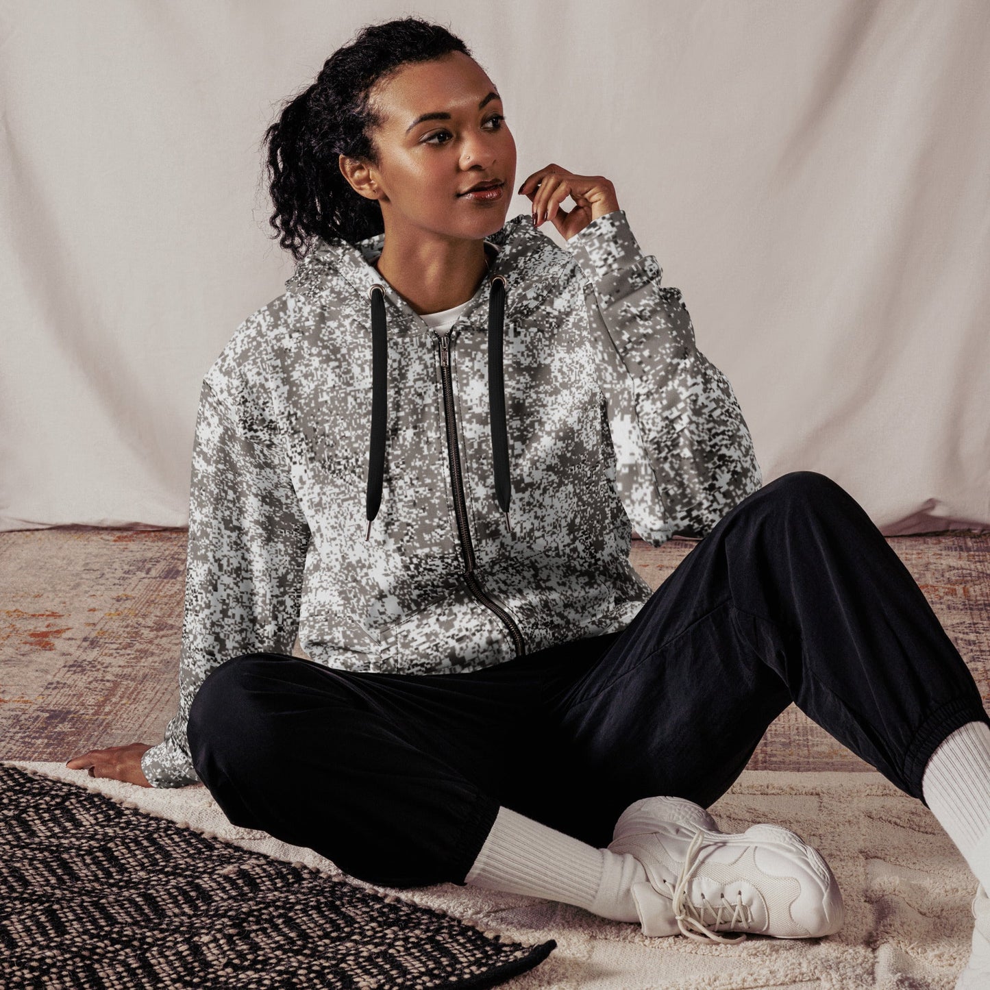 Russian Digital EMR Snow CAMO Unisex zip hoodie - Zip Hoodies