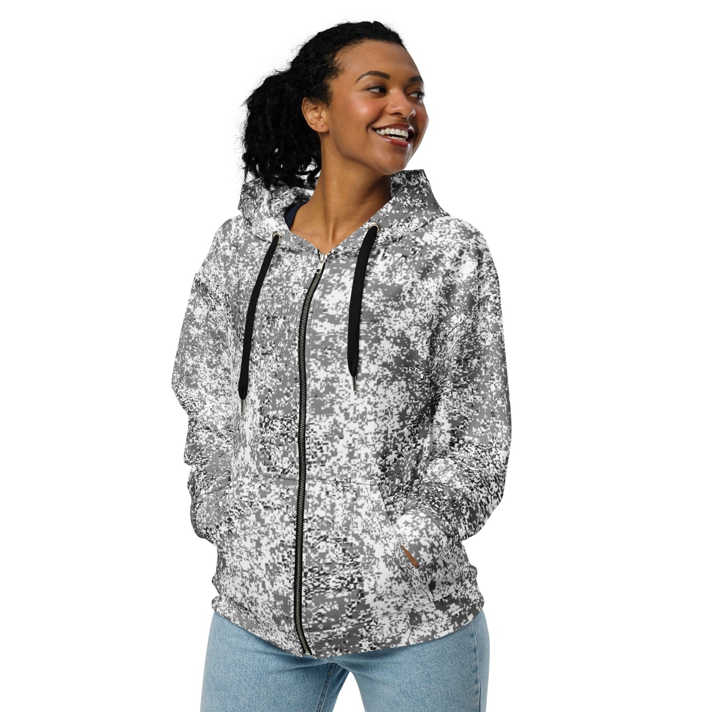Russian Digital EMR Snow CAMO Unisex zip hoodie - Zip Hoodies