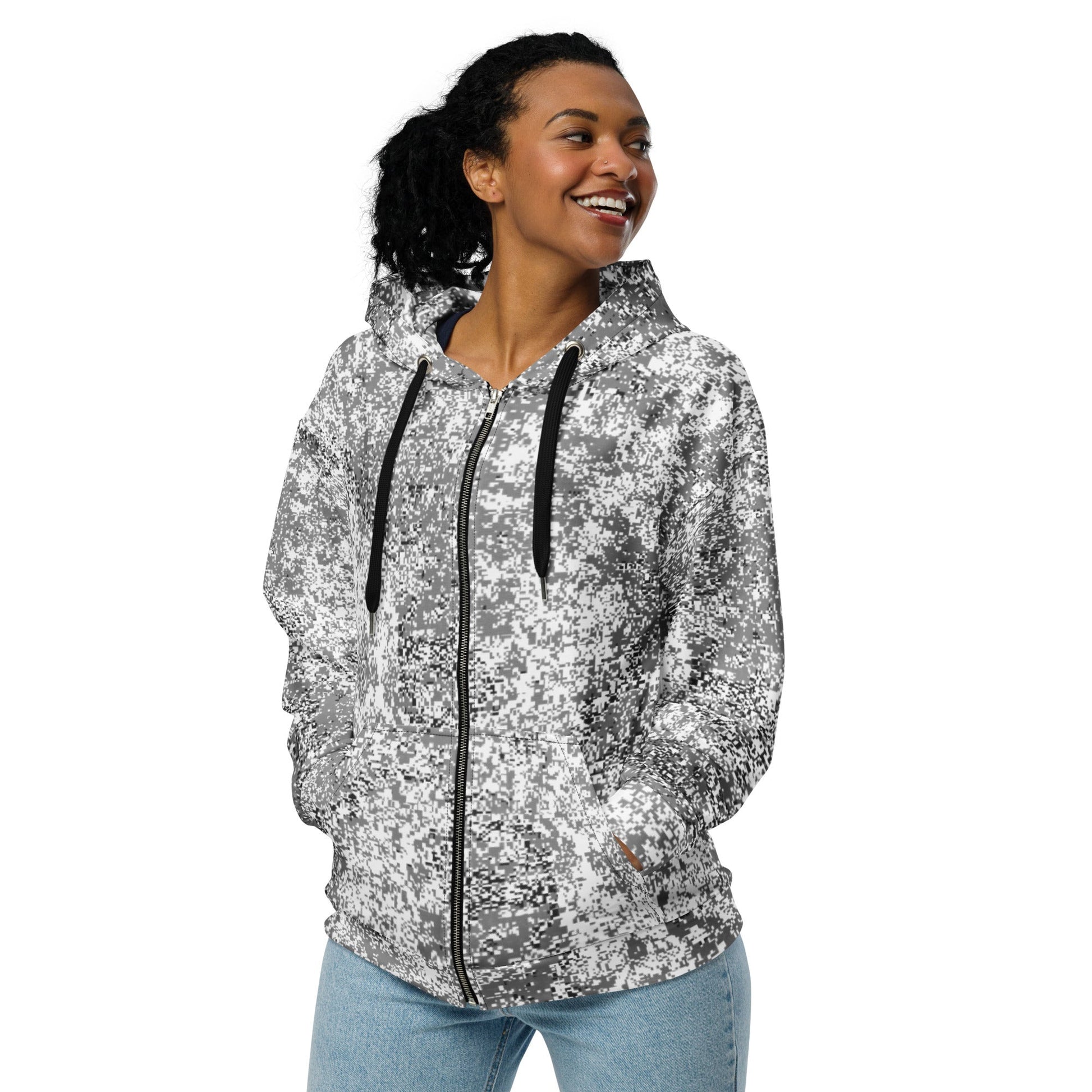 Russian Digital EMR Snow CAMO Unisex zip hoodie - Zip Hoodies