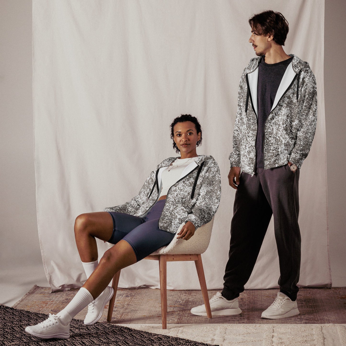 Russian Digital EMR Snow CAMO Unisex zip hoodie - Zip Hoodies