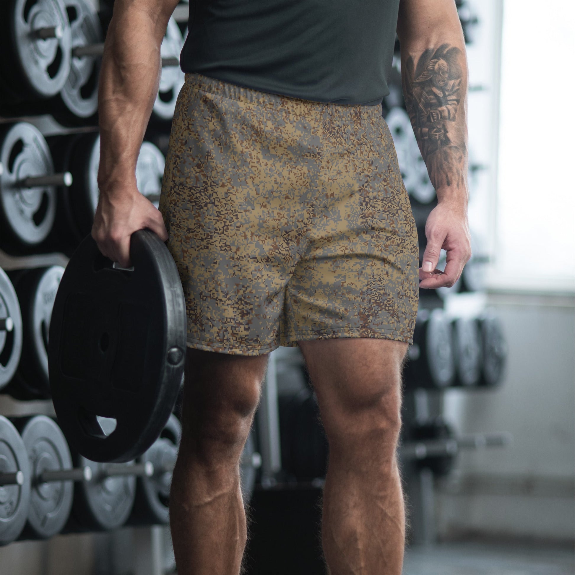 Russian Digital EMR Winter Grey CAMO Mens Athletic Long Shorts - 2XS - Unisex