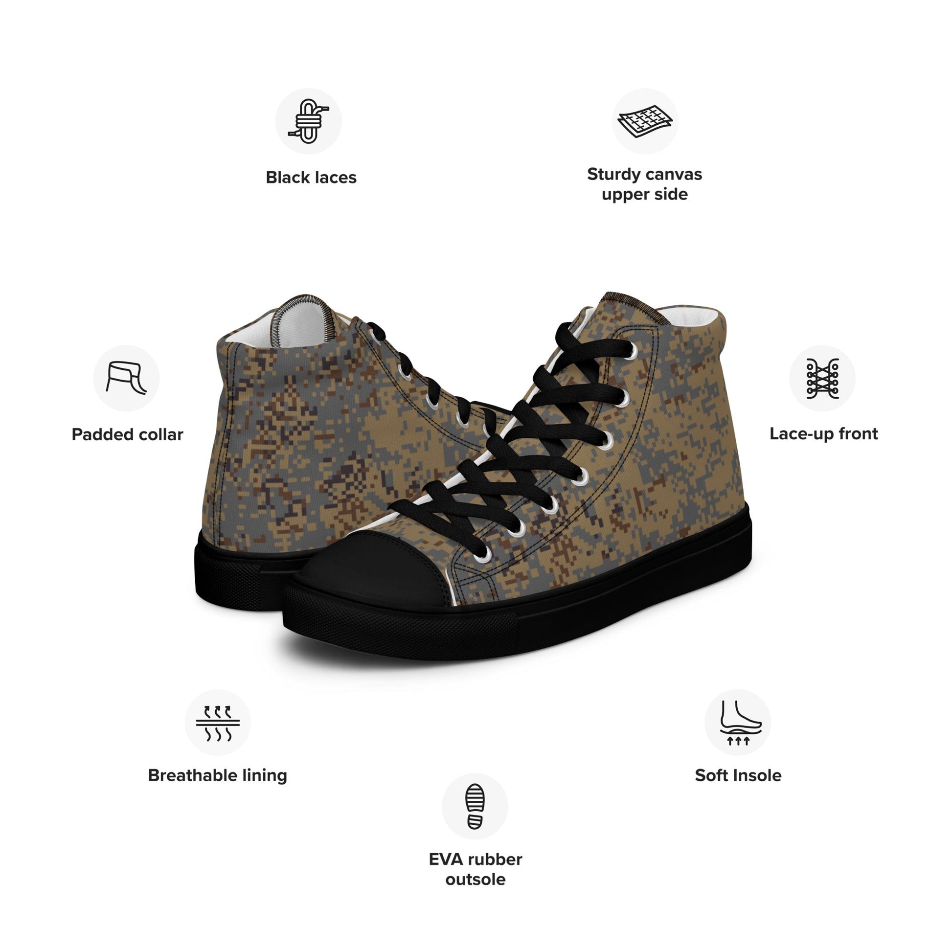 Russian Digital EMR Winter Grey CAMO Mens High-Top Canvas Shoes