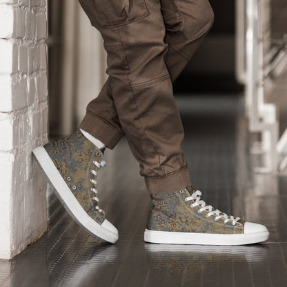 Russian Digital EMR Winter Grey CAMO Mens High-Top Canvas Shoes - White / 5