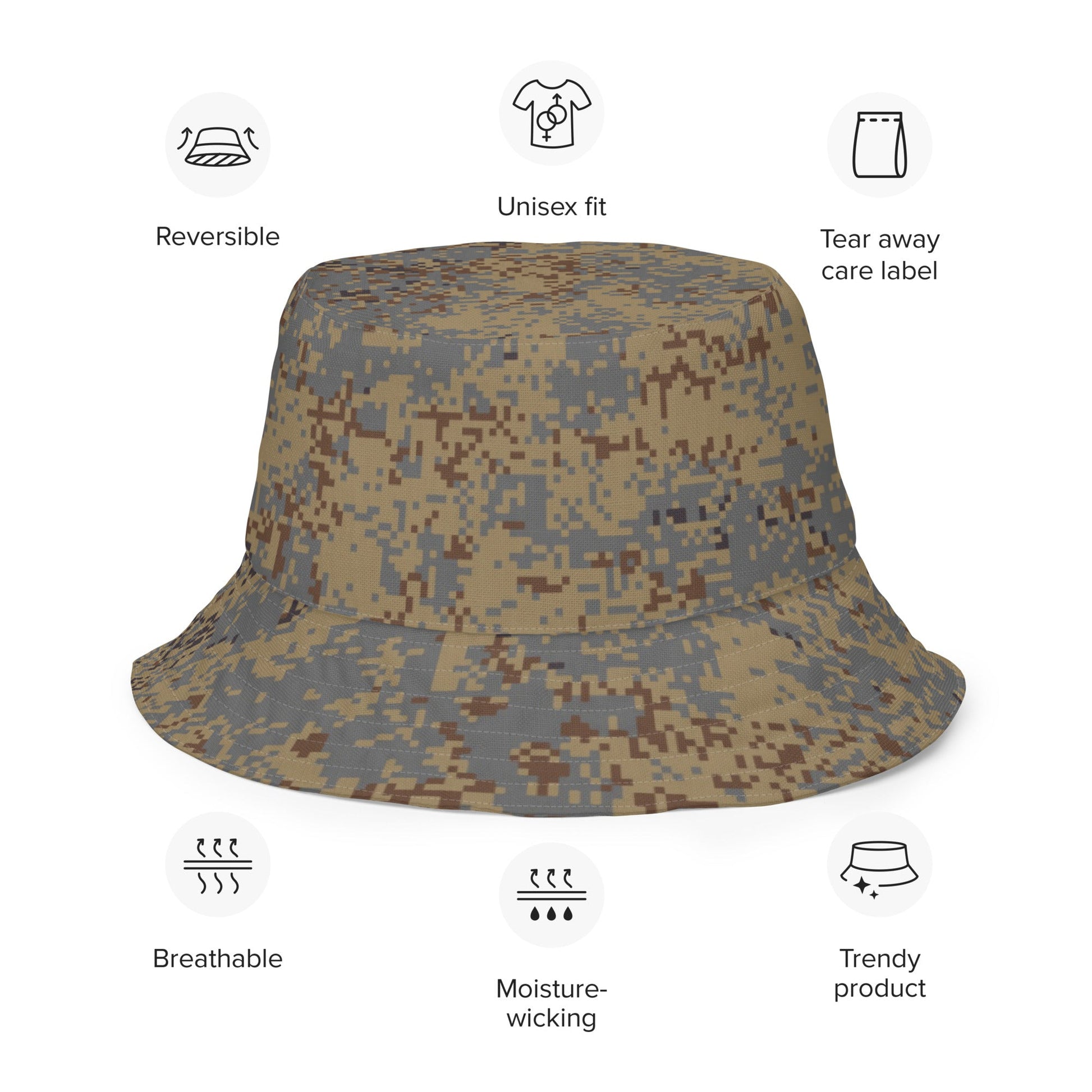 Russian Digital EMR Winter Grey CAMO Reversible Bucket Hat