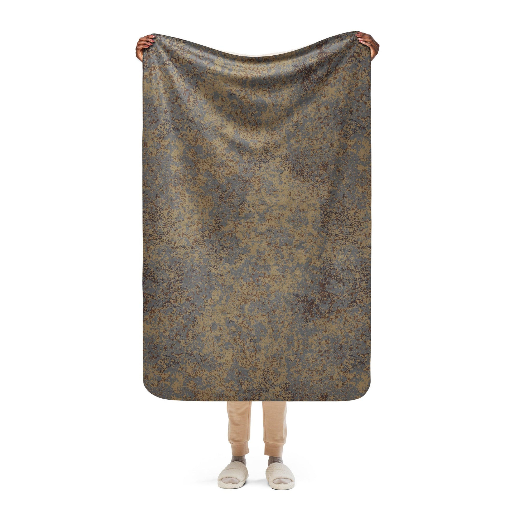 Russian Digital EMR Winter Grey CAMO Sherpa Blanket - 37″×57″
