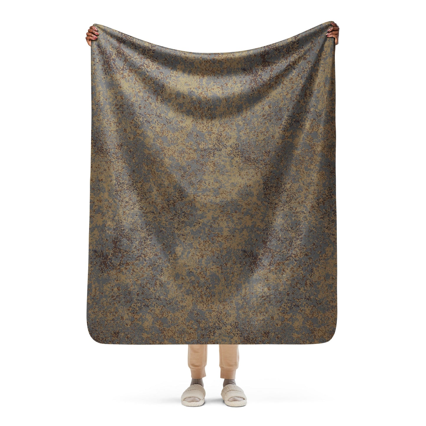 Russian Digital EMR Winter Grey CAMO Sherpa Blanket - 50″×60″