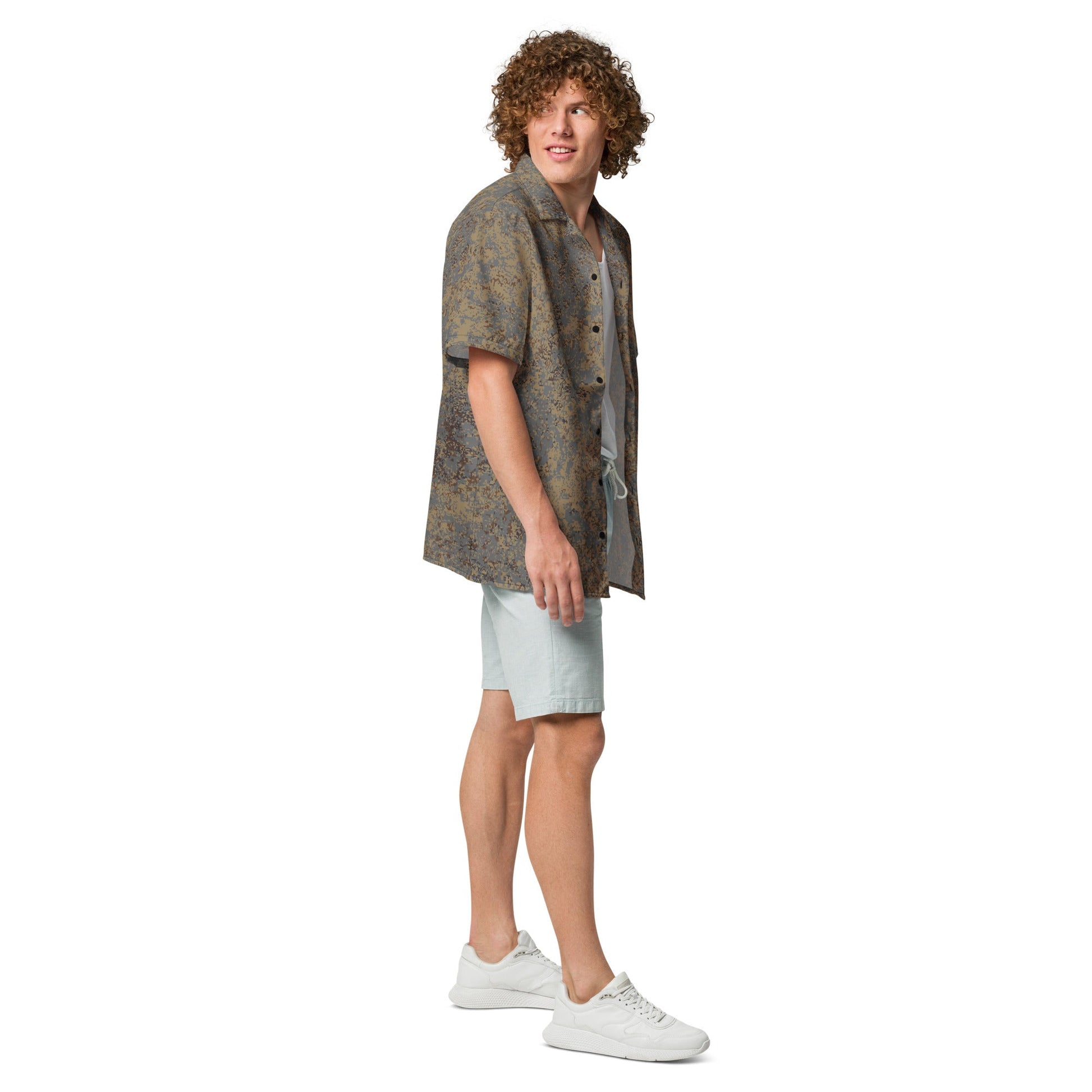 Russian Digital EMR Winter Grey CAMO Unisex Short-Sleeve Button Shirt