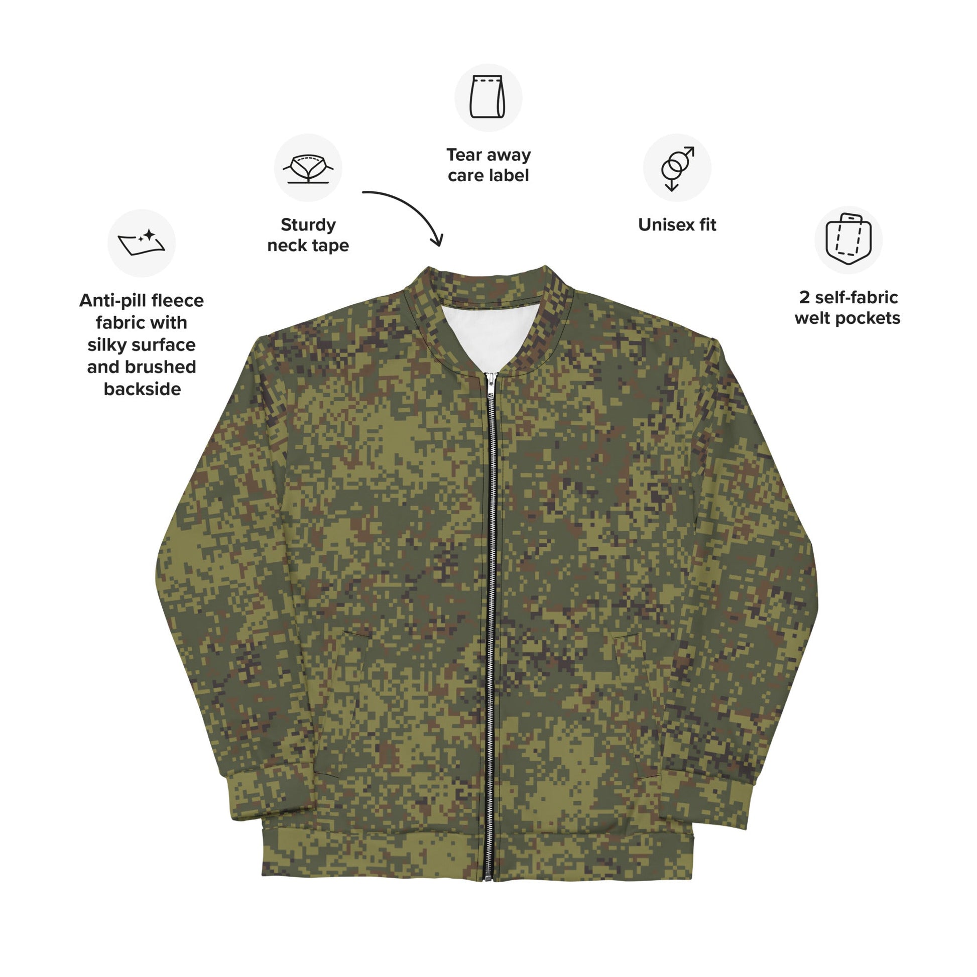 Russian Digital EMR Woodland CAMO Unisex Bomber Jacket - Jackets