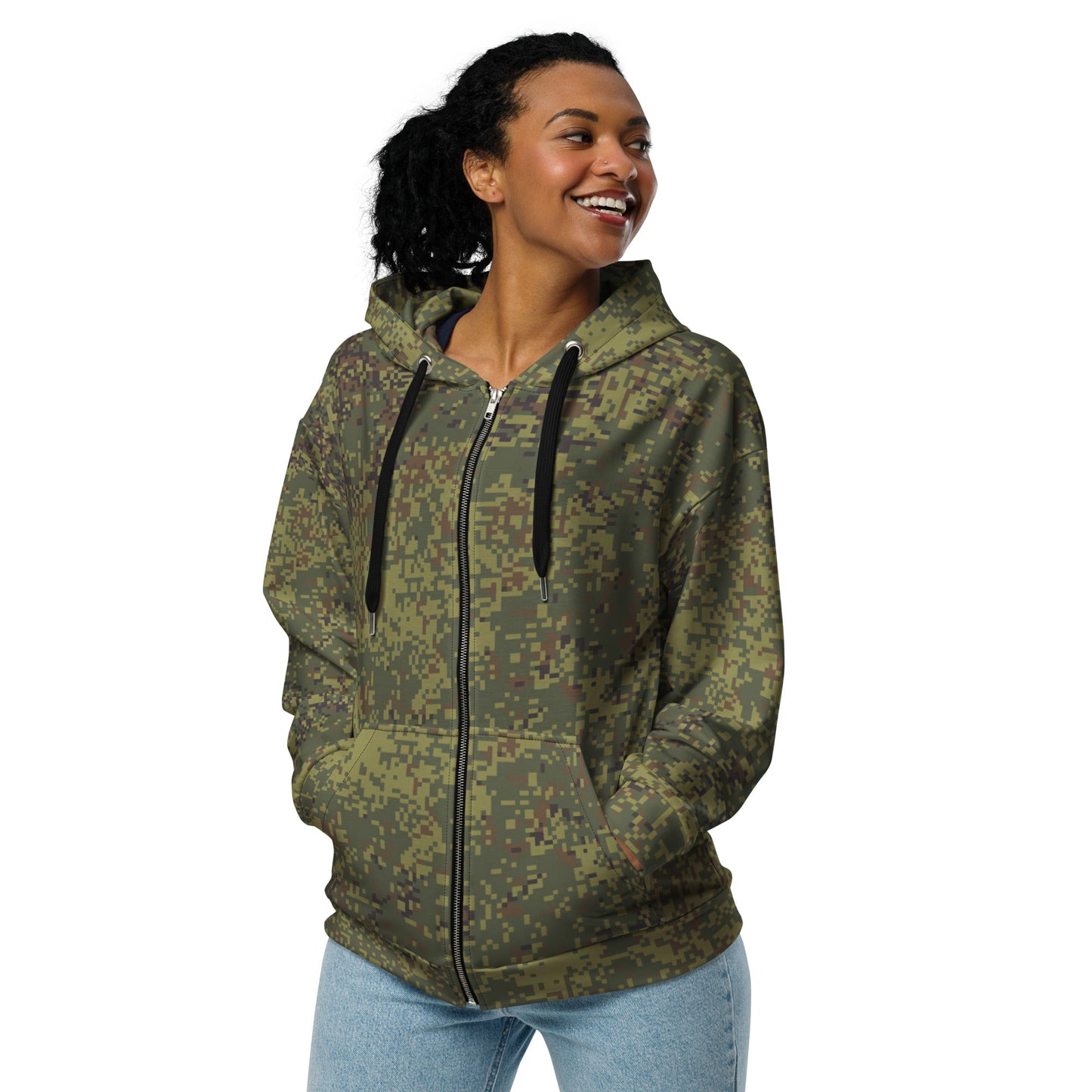 Russian Digital EMR Woodland CAMO Unisex zip hoodie - Zip Hoodies