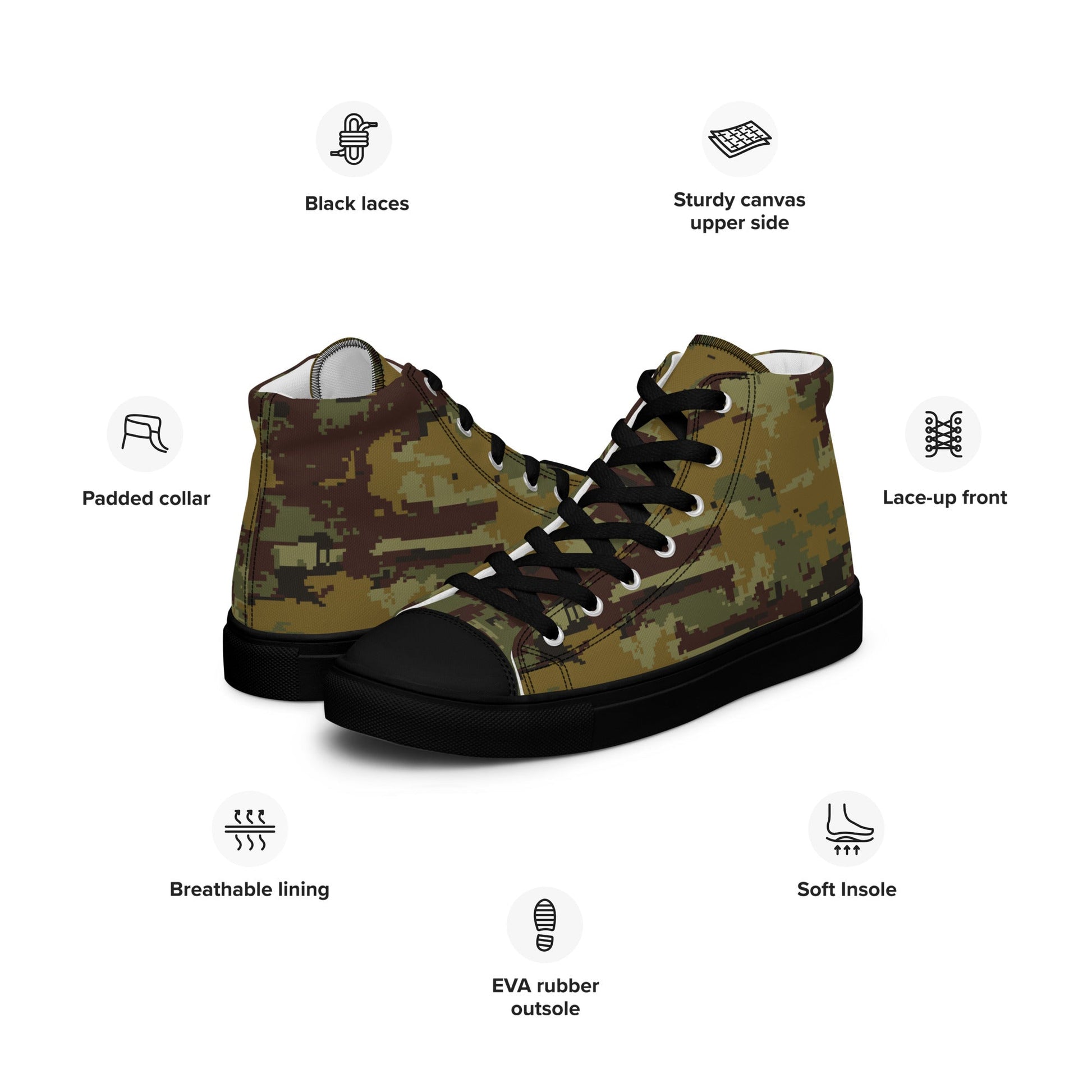 Russian Digital OSN Woodland CAMO Mens High-Top Canvas Shoes