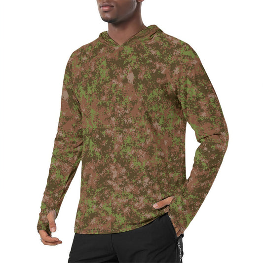 Russian Digital Spectre Autumn CAMO Mens Sunscreen Sports Hoodie With Thumb Holes - S / White